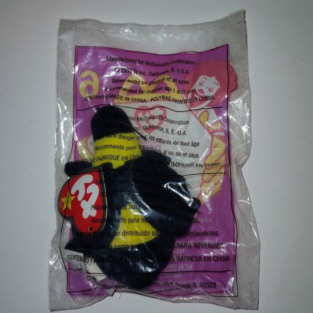 Ty Teenie Beanie Baby - Bumble the Bee - McDonald's Happy Meal Toy - NiB